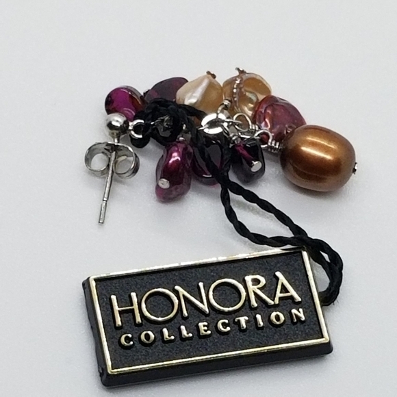 NWT Honora earrings sterling silver with stones and colored pearls - Picture 2 of 4
